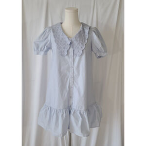 Anthropologie A Loves A Blue Cotton Mini Dress XS Peter Pan